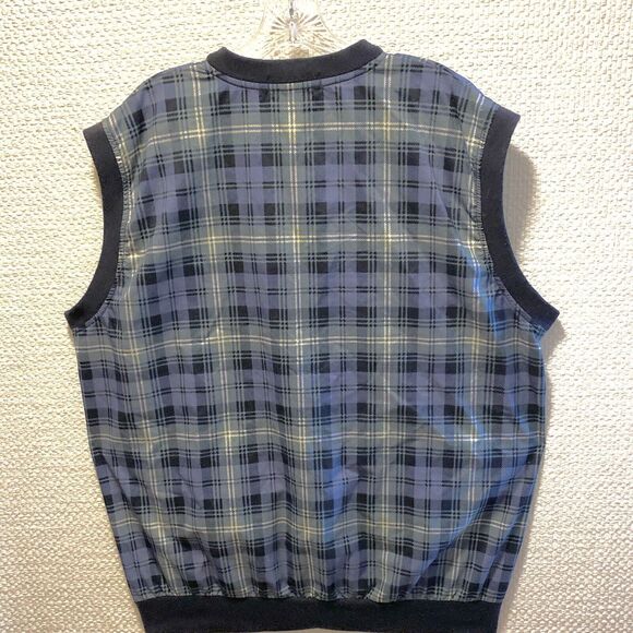 IZOD Golf Vest Adult Large Blue Green Plaid Windbreaker Casual Grandpa C… - Picture 2 of 6